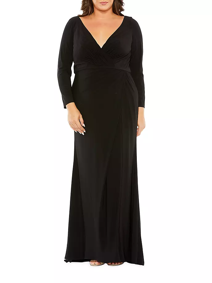

Платье из джерси Surplice Mac Duggal, черный