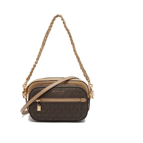 

Кожаная сумка через плечо 2в1 с логотипом Jet Set Michael Kors, коричневый