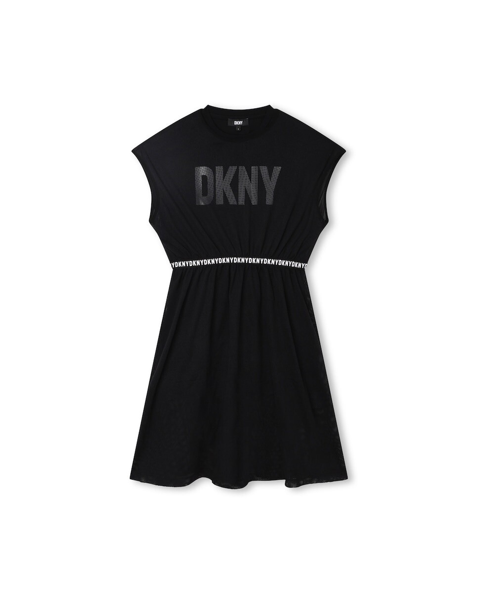 

Платье для девочки темно-синее с короткими рукавами BOSS Kidswear, черный