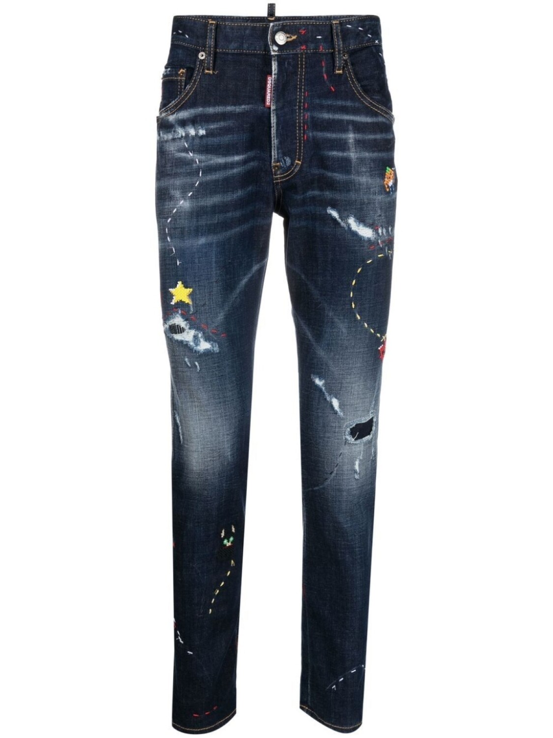 

Dsquared2 illustrated distressed skinny jeans, синий