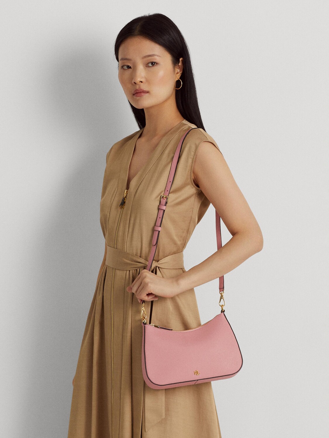

Lauren Ralph Lauren Danni 26 Кожаная сумка через плечо, Розовый Тан