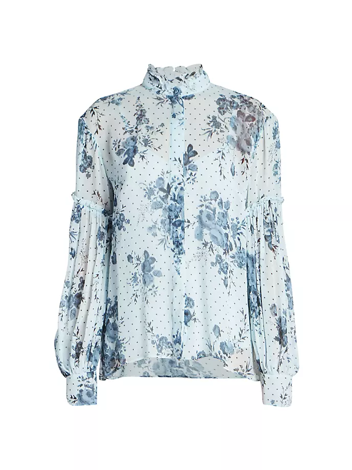 

Атласная блузка с рюшами Erdem, цвет wallpaper rose lt blue