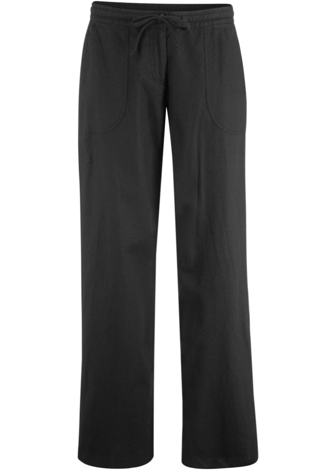Широкие льняные брюки Bpc Bonprix Collection, черный