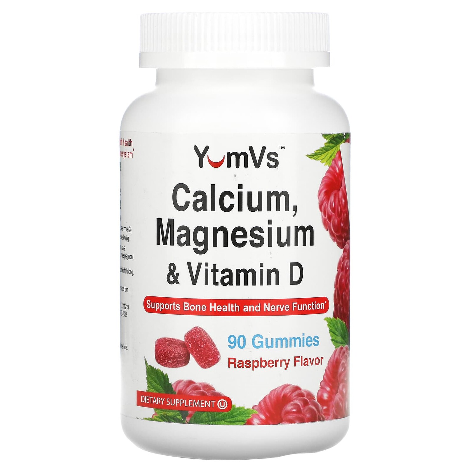 

Calcium, Magnesium & Vitamin D, Raspberry Flavor, 90 Gummies, YumV's