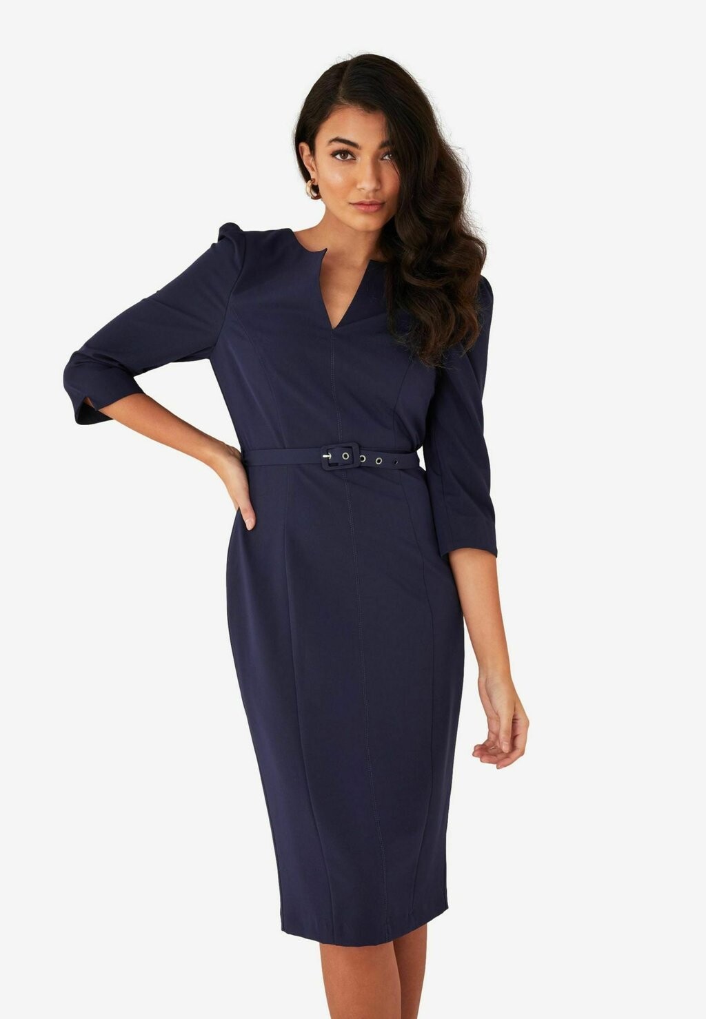 

Платье-футляр SHORT SLEEVE V NECK TAILORED MIDI Friends Like These, синий