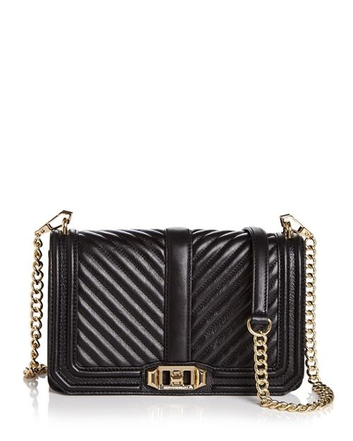 

Стеганое плечо через плечо Love с шевронным узором Rebecca Minkoff, цвет Black