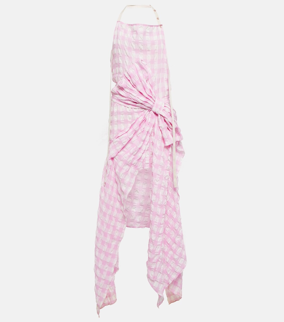 

Платье с вырезом халтер и принтом в мелкую клетку ACNE STUDIOS, разноцветный