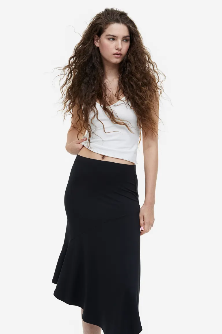 

Асимметричная юбка из джерси H&M, черный