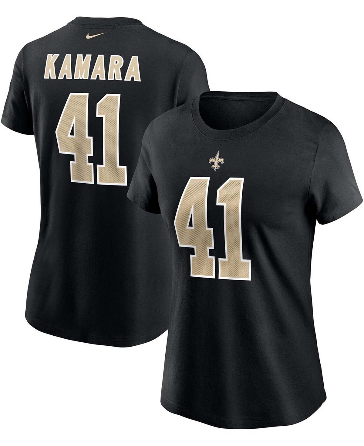 

Женская черная футболка с именем и номером Alvin Kamara New Orleans Saints Nike, черный