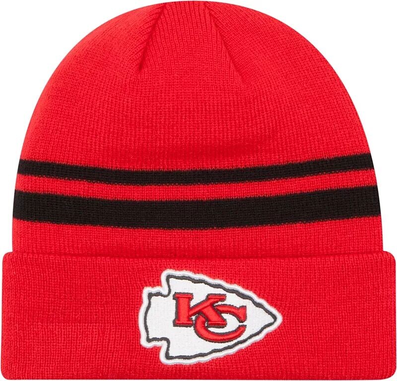 

Красная мужская вязаная шапка New Era Kansas City Chiefs с манжетами