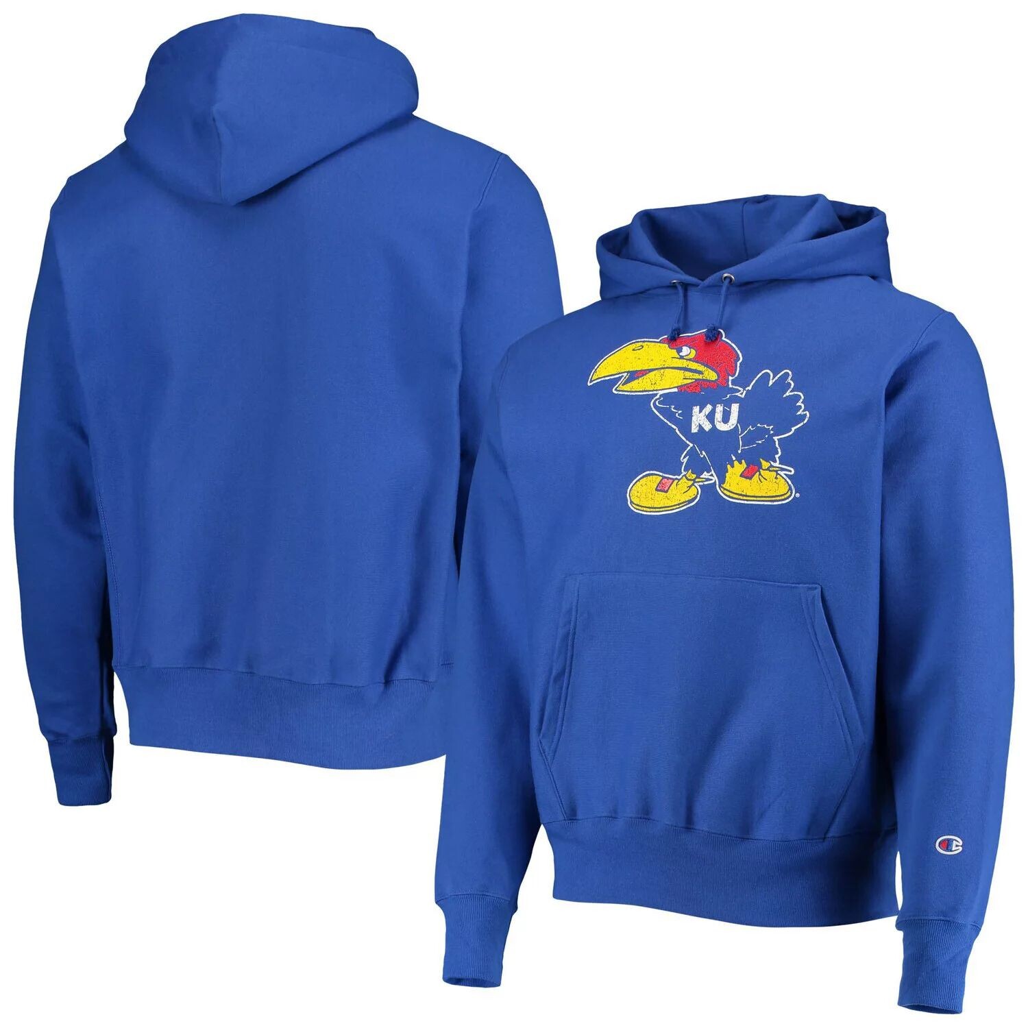 

Мужской пуловер с капюшоном и принтом обратного плетения Royal Kansas Jayhawks Vault Logo Champion