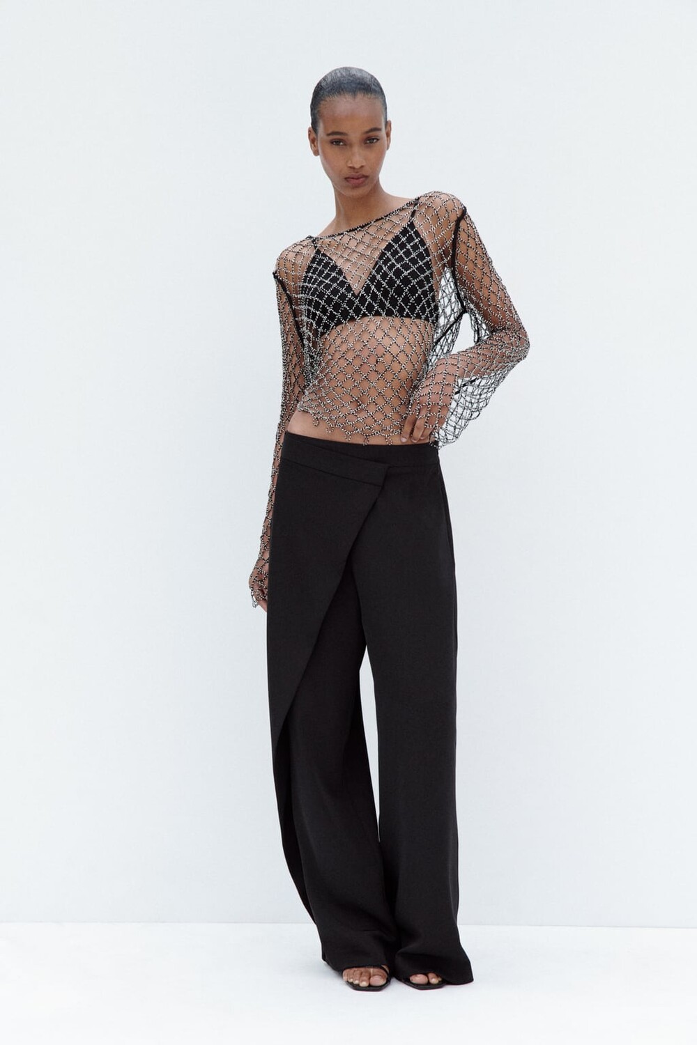 

Широкие брюки ZARA, черный
