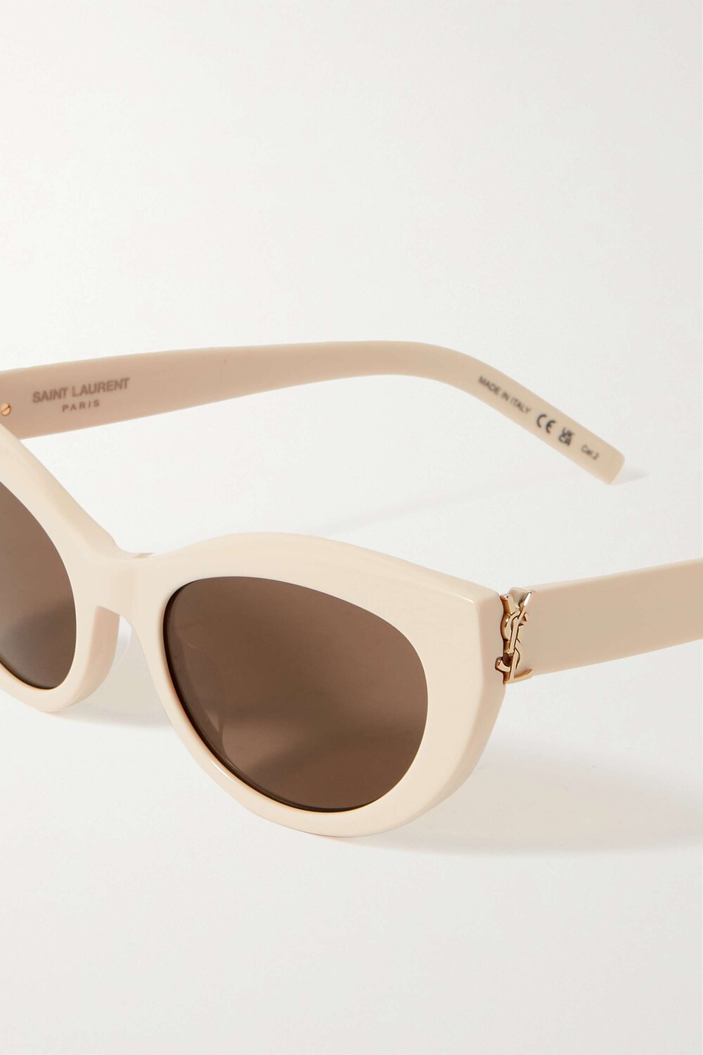 

SAINT LAURENT EYEWEAR солнцезащитные очки YSL из ацетата "кошачий глаз", слоновая кость