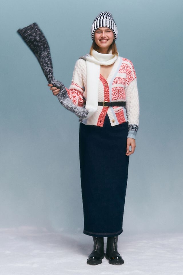 

Шарф узкий Anthropologie с эффектом омбре, черный