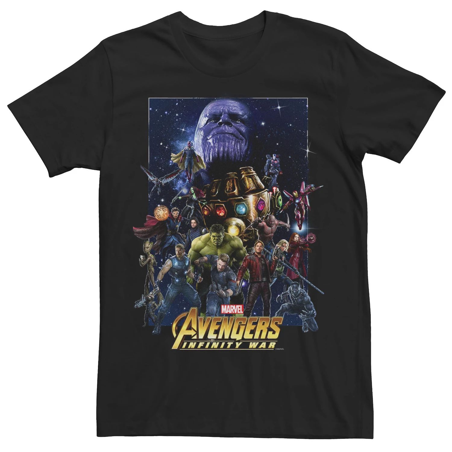 Мужская футболка Avengers: Infinity War Team Assemble Marvel