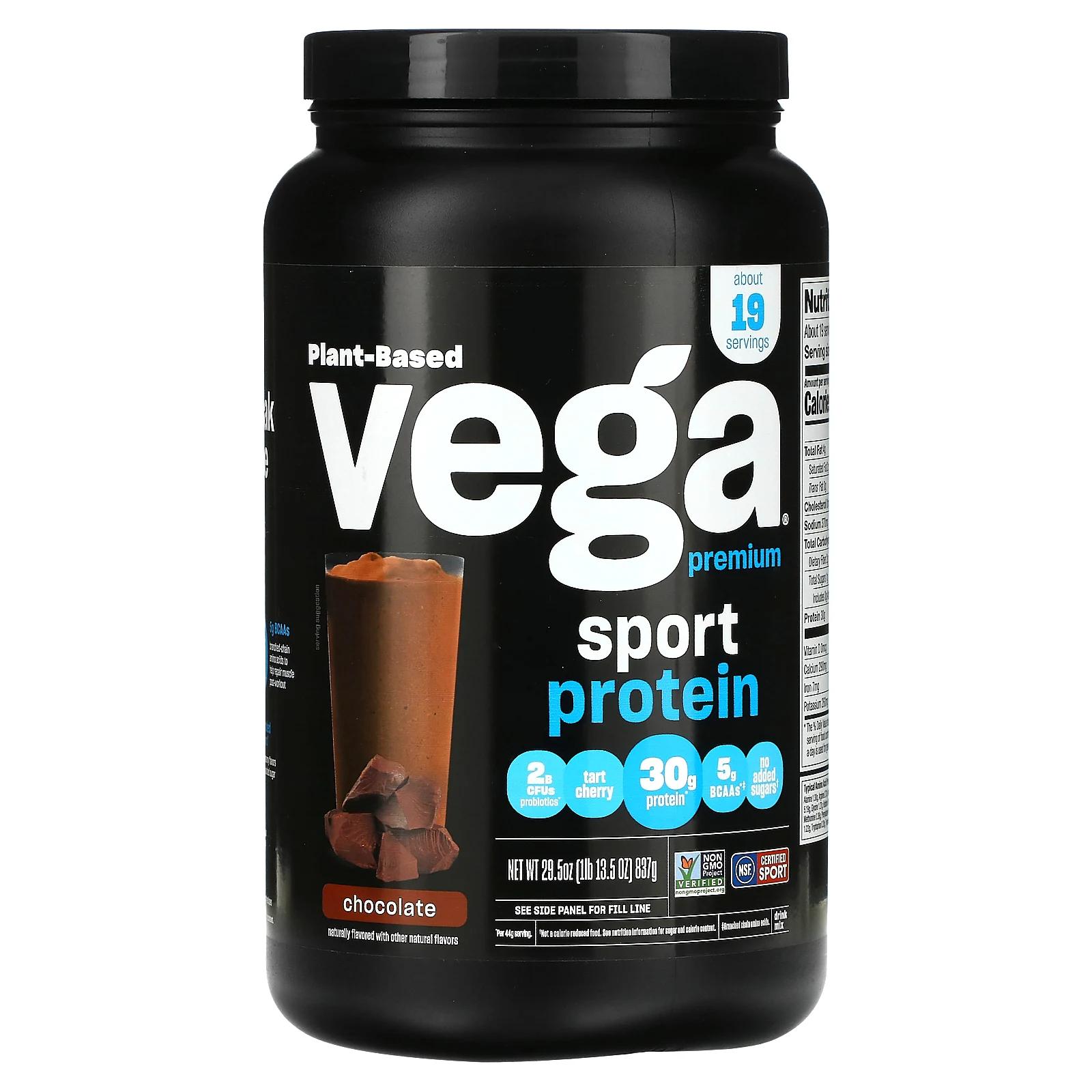 Vega Протеин премиального качества Sport шоколад 29,5 унц. (837 г) vega sport протеин премиального качества на растительной основе со вкусом ягод 1 89 кг 4 фунта