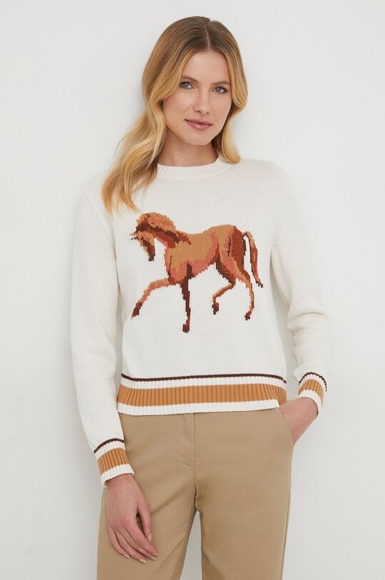 

Хлопковый свитер United Colors of Benetton, бежевый