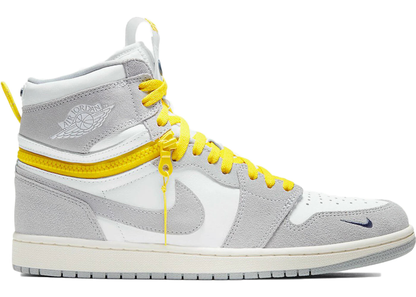 

Кроссовки Nike Air Jordan 1 High, серый / желтый / белый