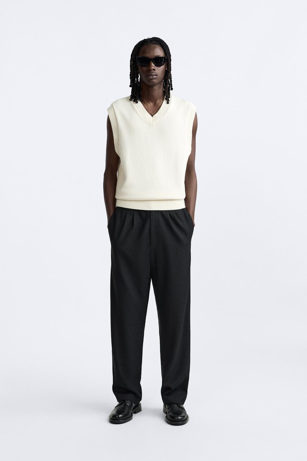 

Трикотажный жилет из хлопковой шерсти ZARA, экрю