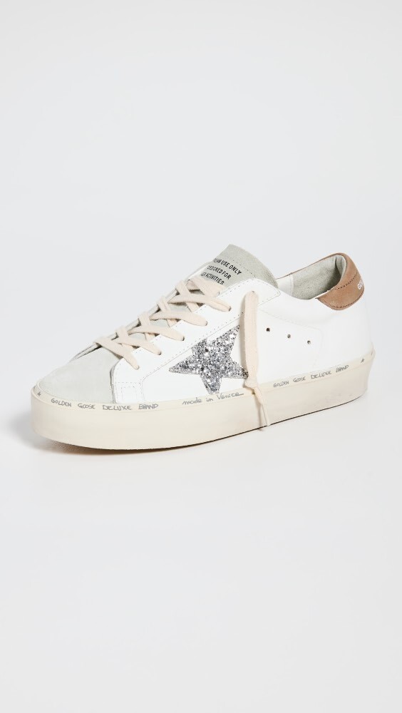 

Кроссовки Golden Goose Hi Star Leather Upper Suede Toe Glitter, белый