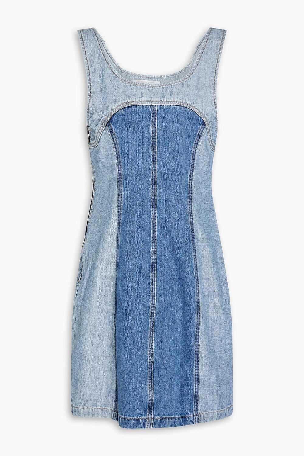 

Двухцветное джинсовое мини-платье из выцветшего денима Nobody Denim, синий