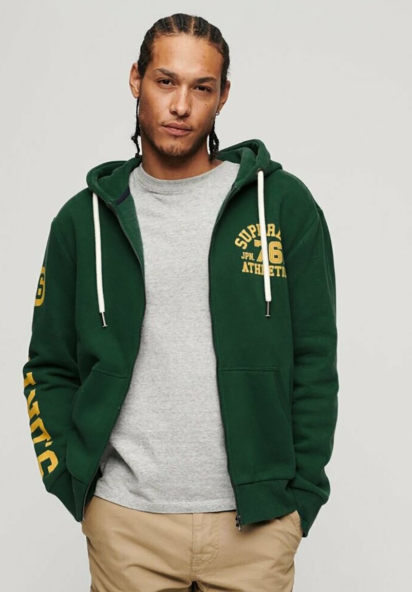 

Толстовка на молнии ATHLETIC COLLEGE GRAPHIC Superdry, темно-зеленый