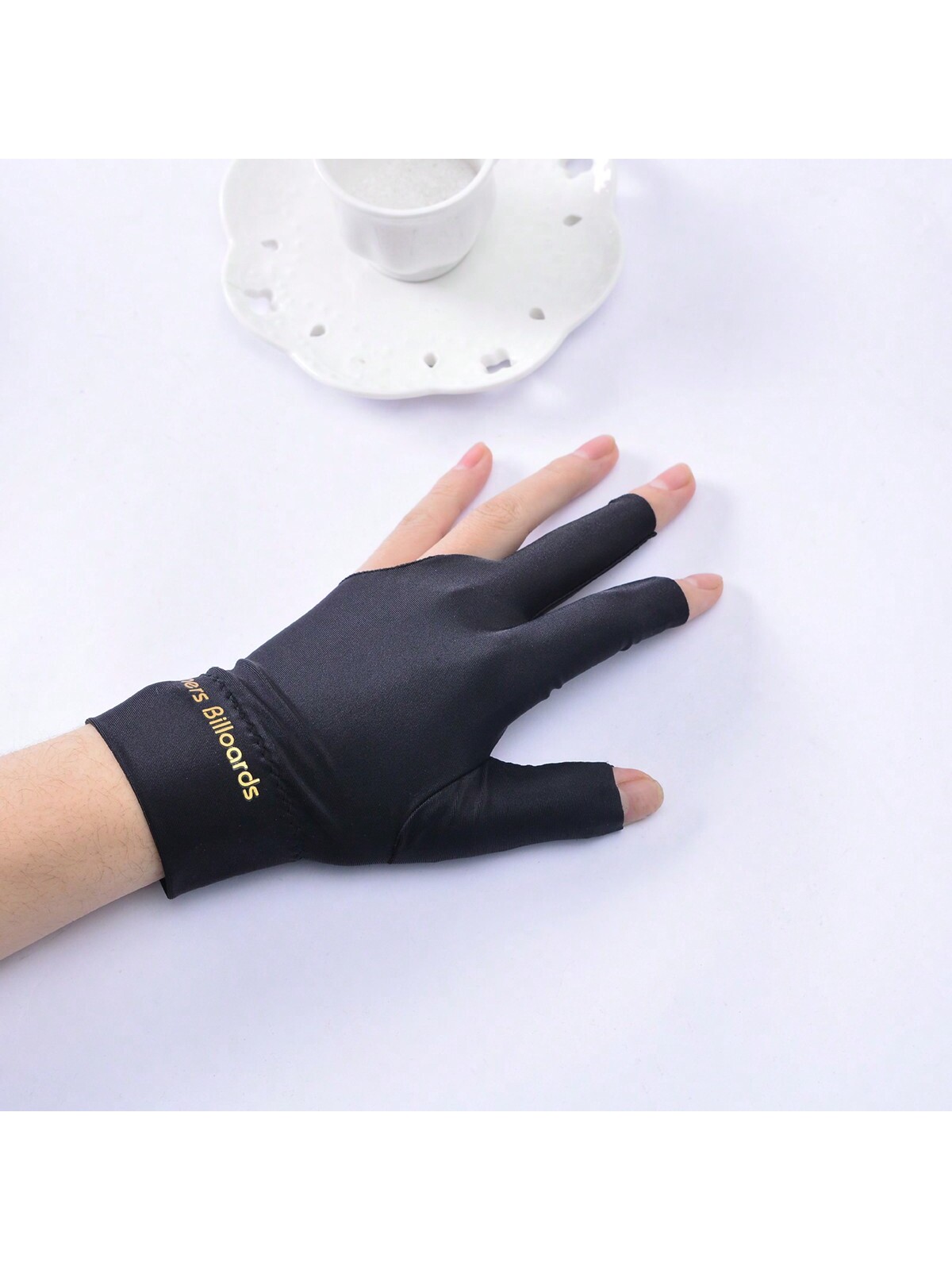 перчатки одинарные с начесом размер 10 10 шт. черные унисекс 3-пальцевые бильярдные перчатки со спандексом, черный
