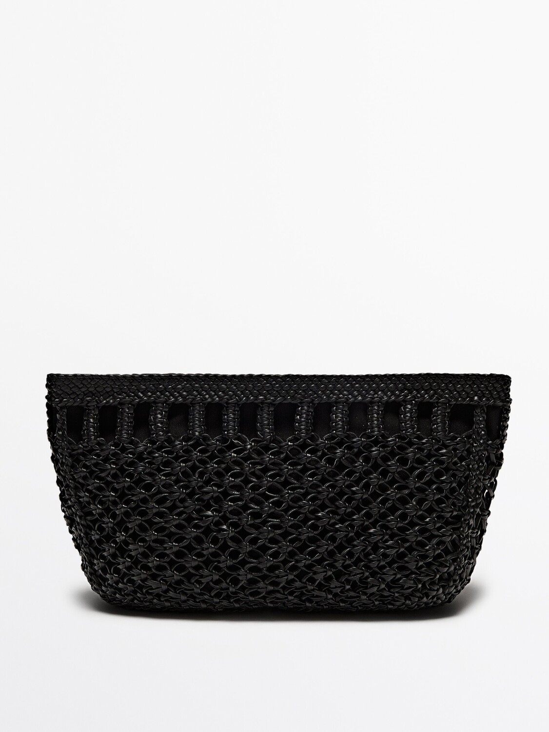 

Плетеная сумка для круассанов из кожи наппа Massimo Dutti, черный