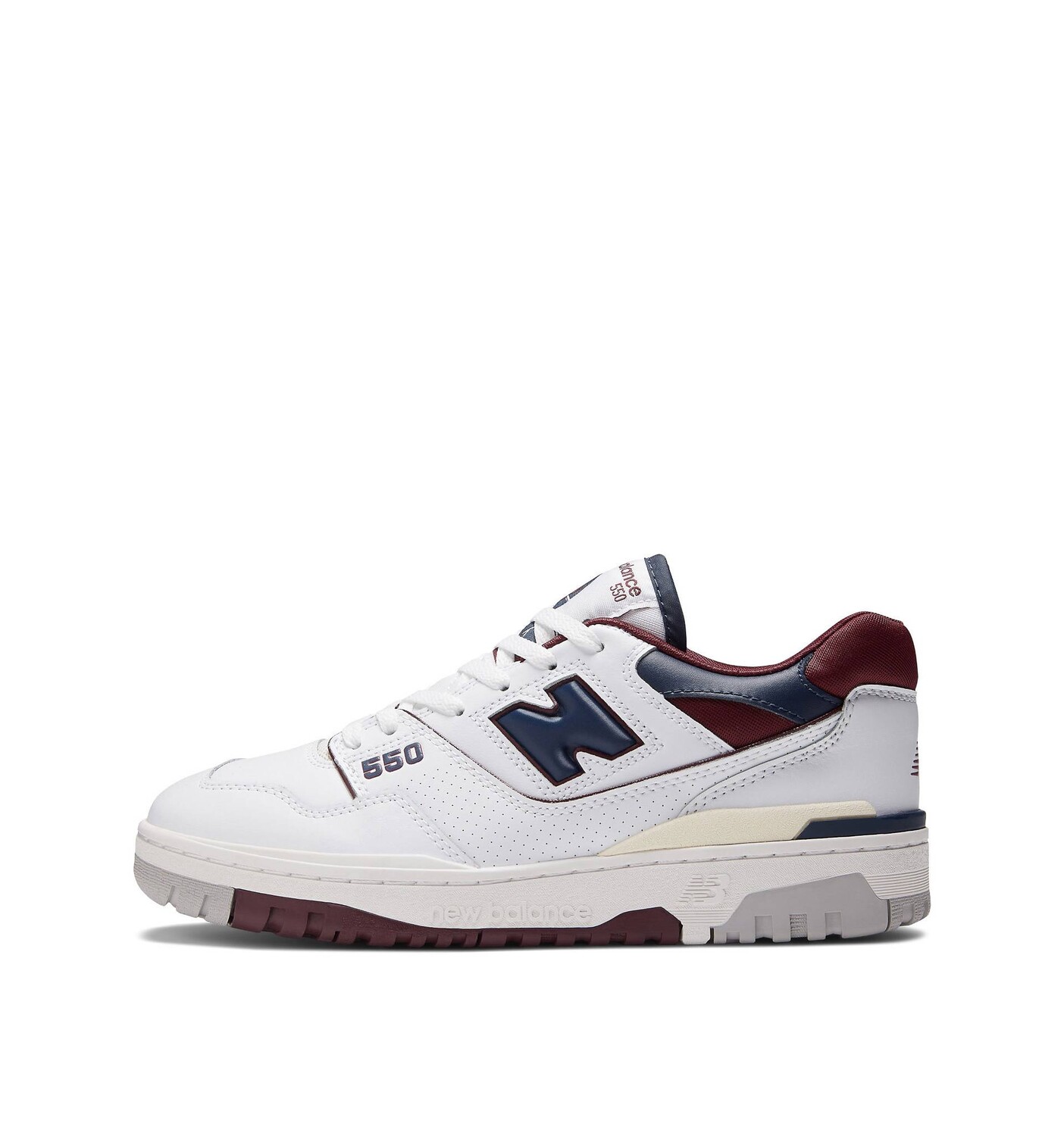

Бело-бордовые кроссовки New Balance 550