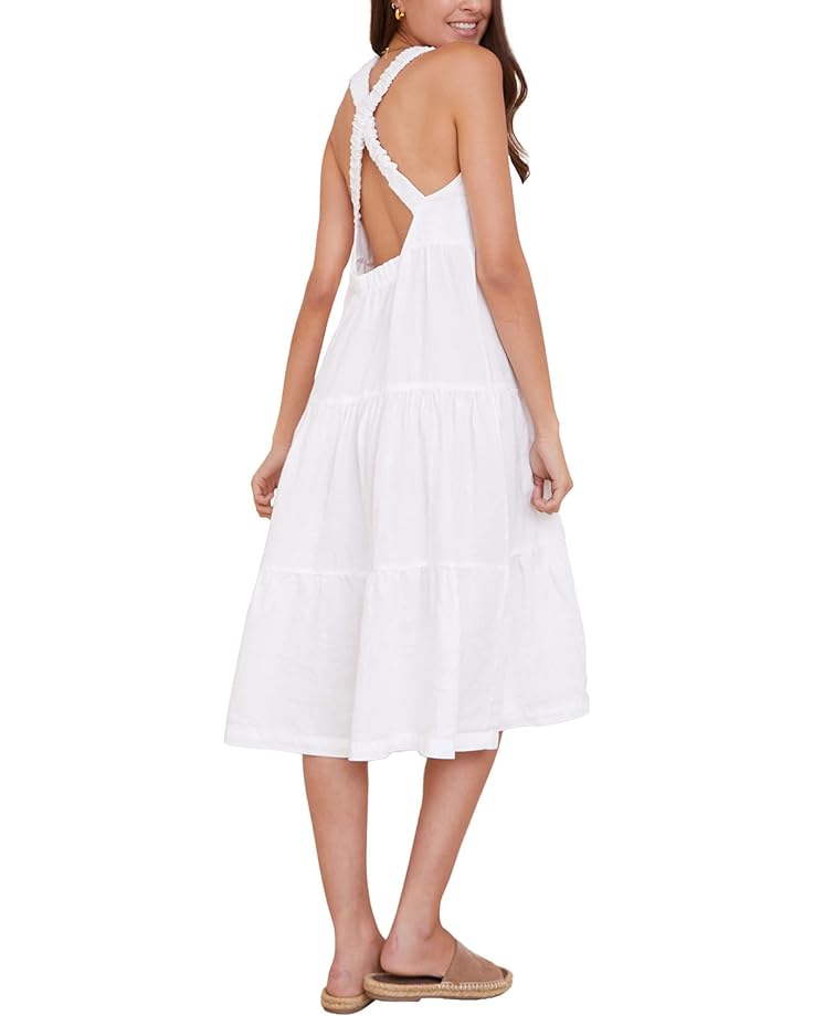 Платье bella dahl Scrunch Strap Tiered Midi Dress, белый