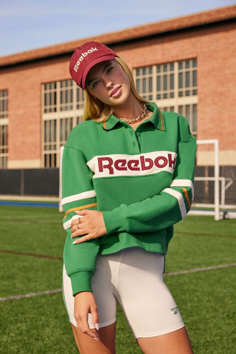 

Пуловер Reebok из французского терри Forever 21, зеленый