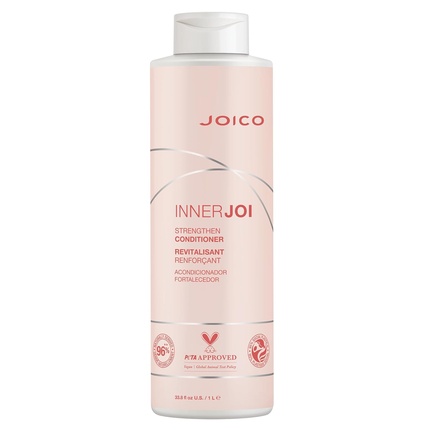 

Joico InnerJoi Strengthen Conditioner для поврежденных окрашенных волос, веганская формула без сульфатов и парабенов, 33,8 унции