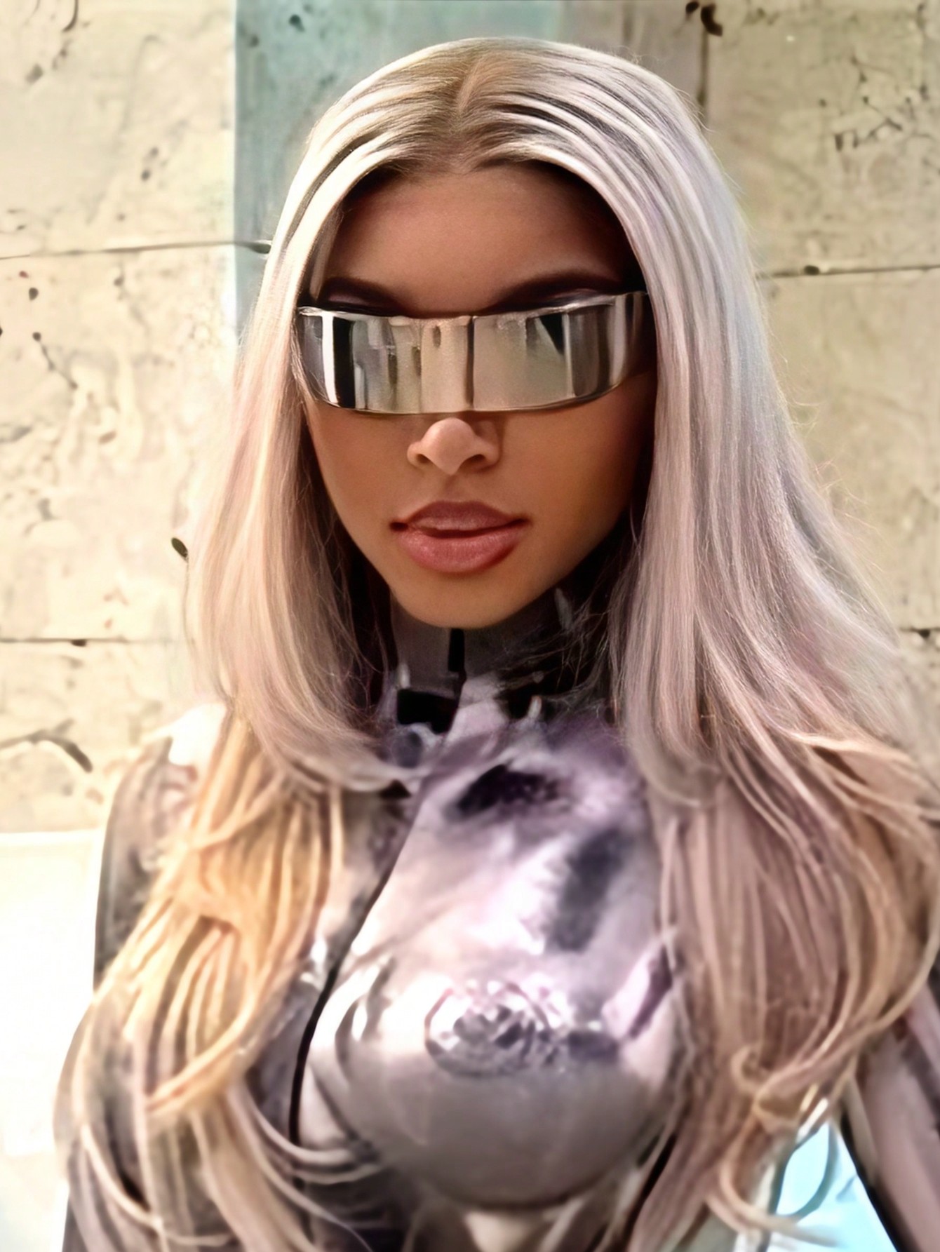 Женские серебряные модные очки с гальваническим покрытием в стиле киберпанк