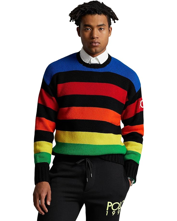 Свитер Polo Ralph Lauren Logo Striped Wool-Blend, цвет Multi Combo свитер polo ralph lauren logo striped wool blend sweater цвет multi combo