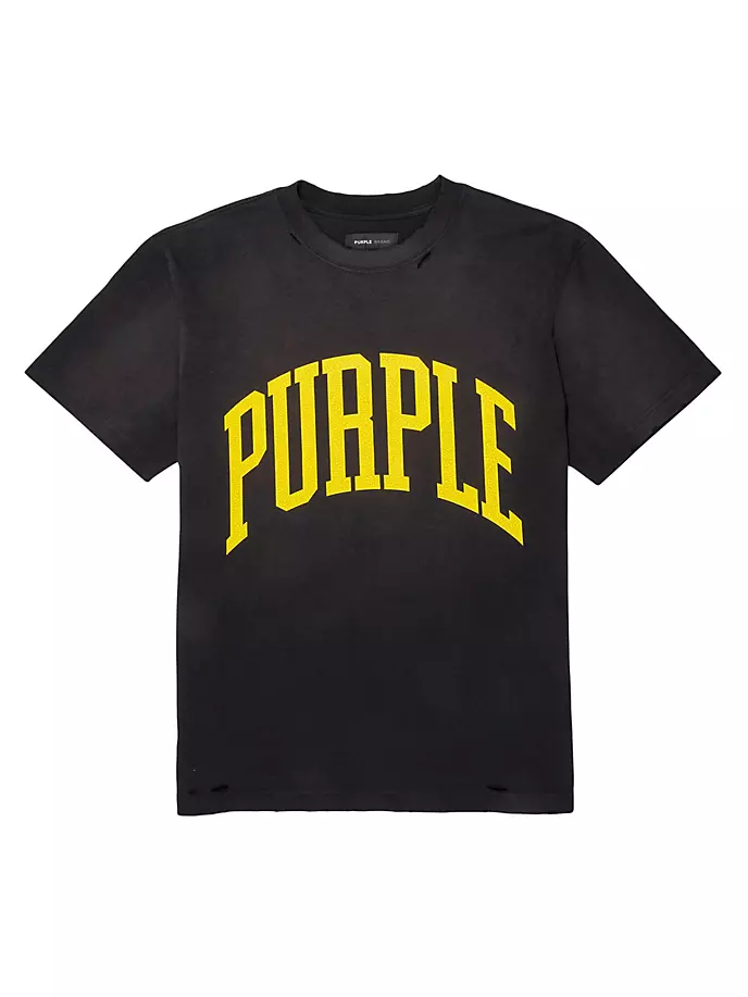 

Хлопковая футболка с круглым вырезом и графическим логотипом Purple Brand, черный