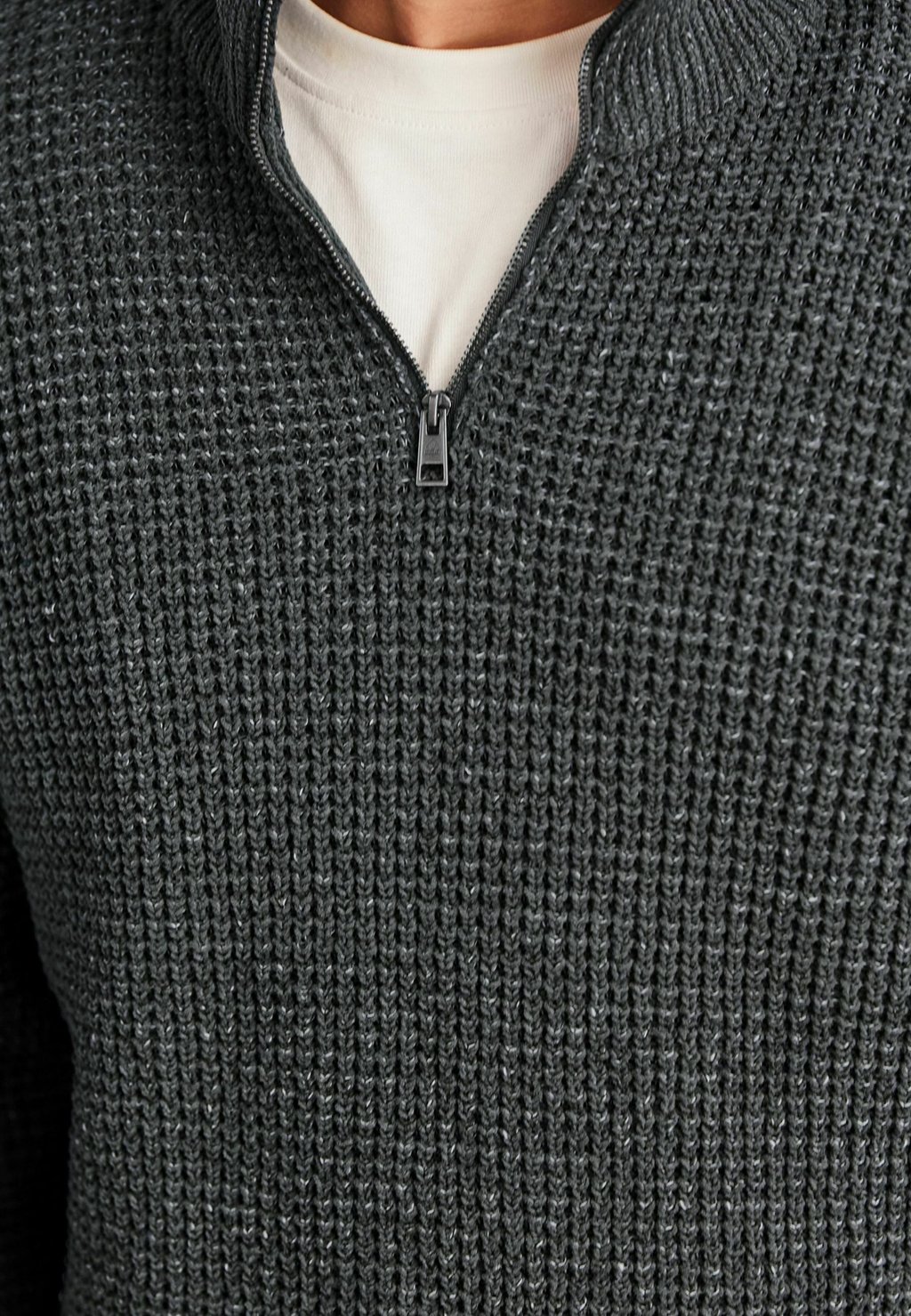 Вязаный свитер CABLE ZIP NECK Next, цвет charcoal grey
