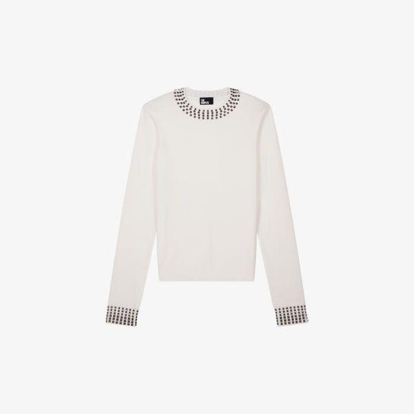 

Джемпер эластичной вязки с заклепками The Kooples, экрю