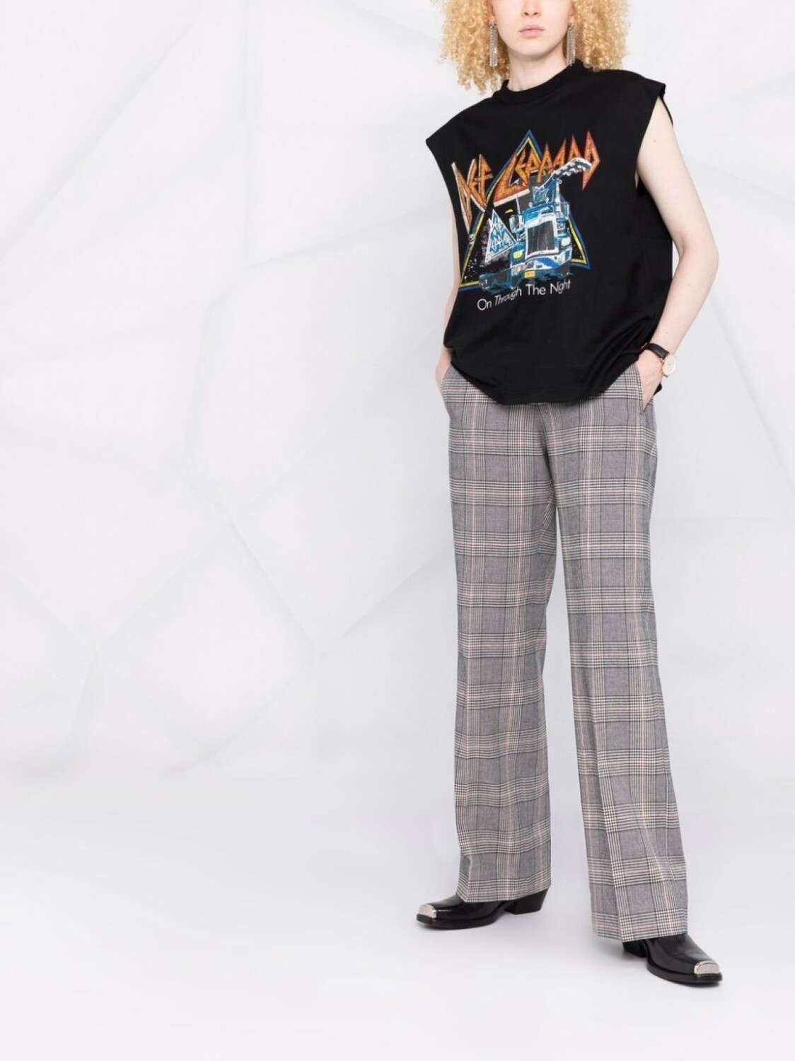 

Golden Goose брюки в клетку с логотипом, белый