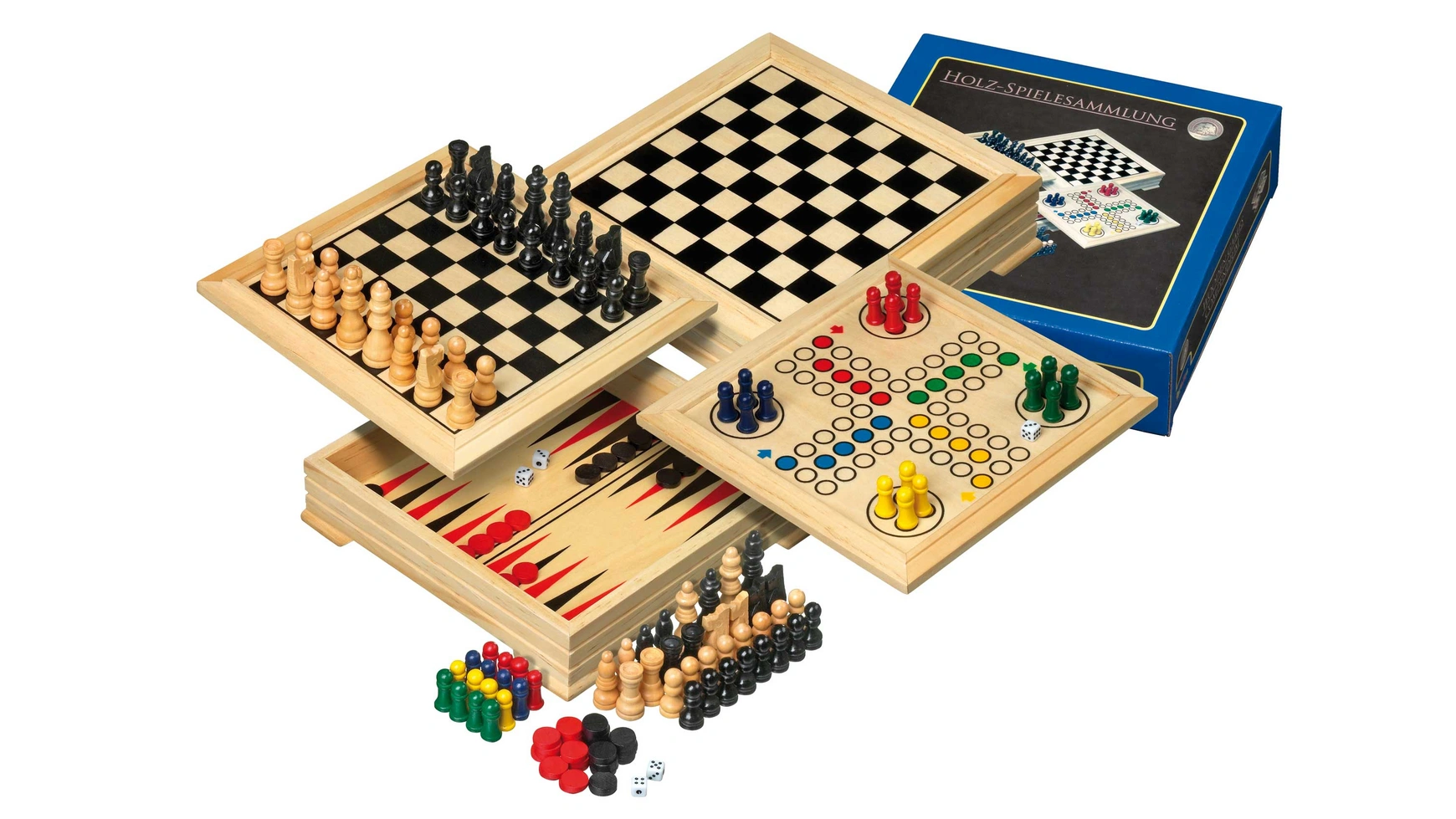 Коллекция деревянных игр, travel 3104 Philos-Spiele шахматы нарды шашки резные королевские