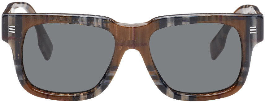 

Коричневые солнцезащитные очки в клетку Burberry, цвет Birch brown