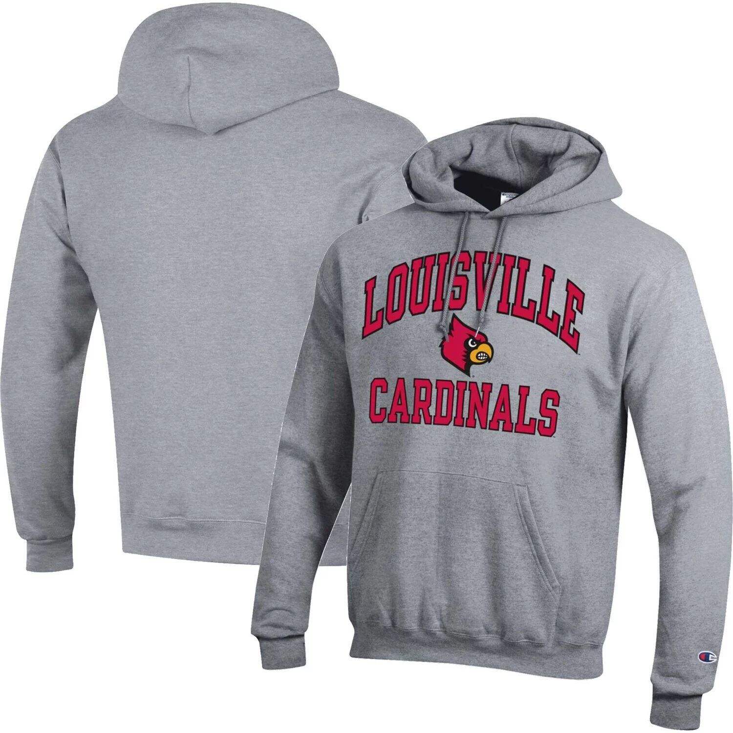 

Мужской пуловер с капюшоном Heather Grey Louisville Cardinals High Motor Champion