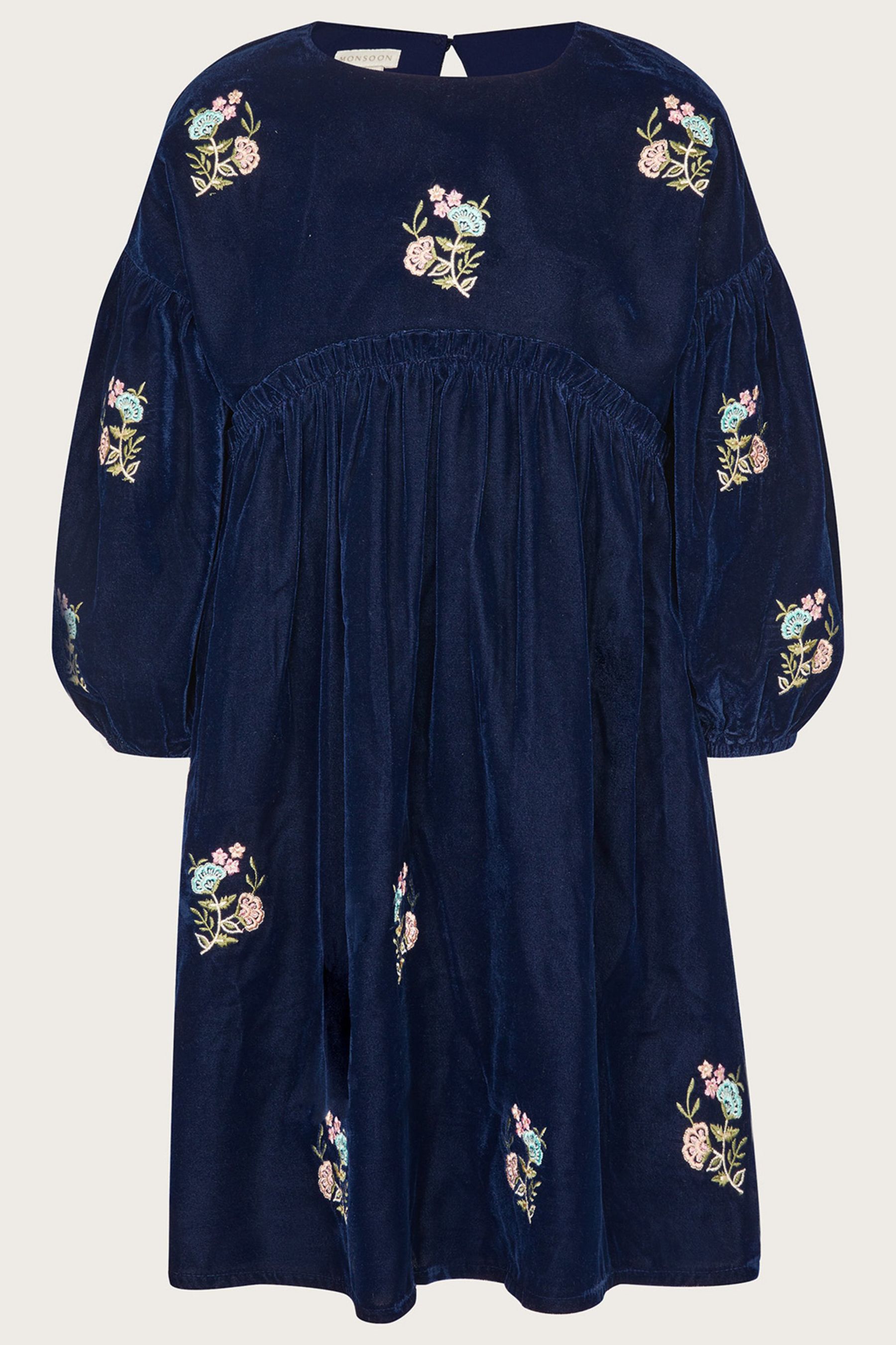 Синее бархатное платье с вышивкой Monsoon, синий платье eleni viare бархатное с вышивкой 50 размер новое