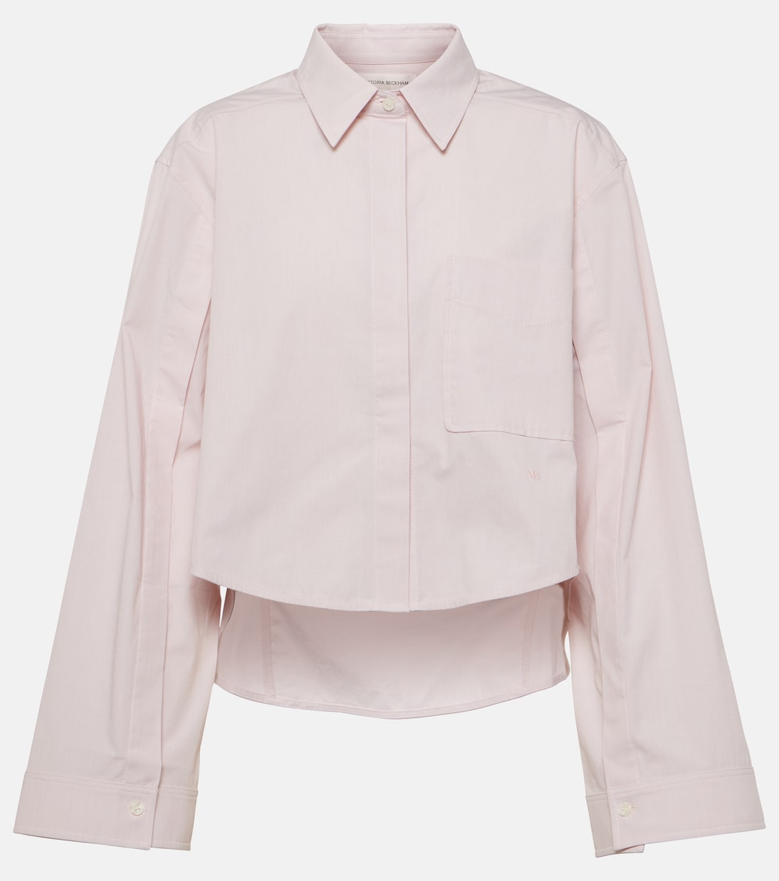 Укороченная рубашка из смесового хлопка Victoria Beckham, розовый