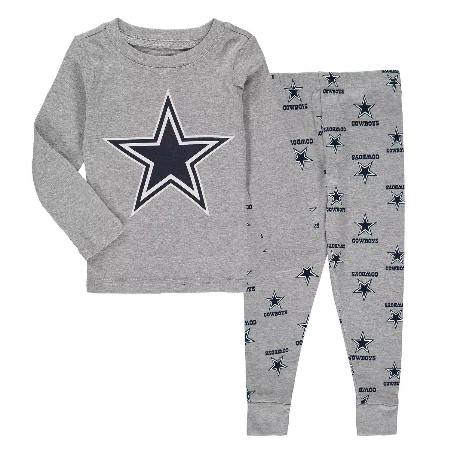 

Серая футболка с длинными рукавами и штаны для малышей Dallas Cowboys, комплект для сна Outerstuff
