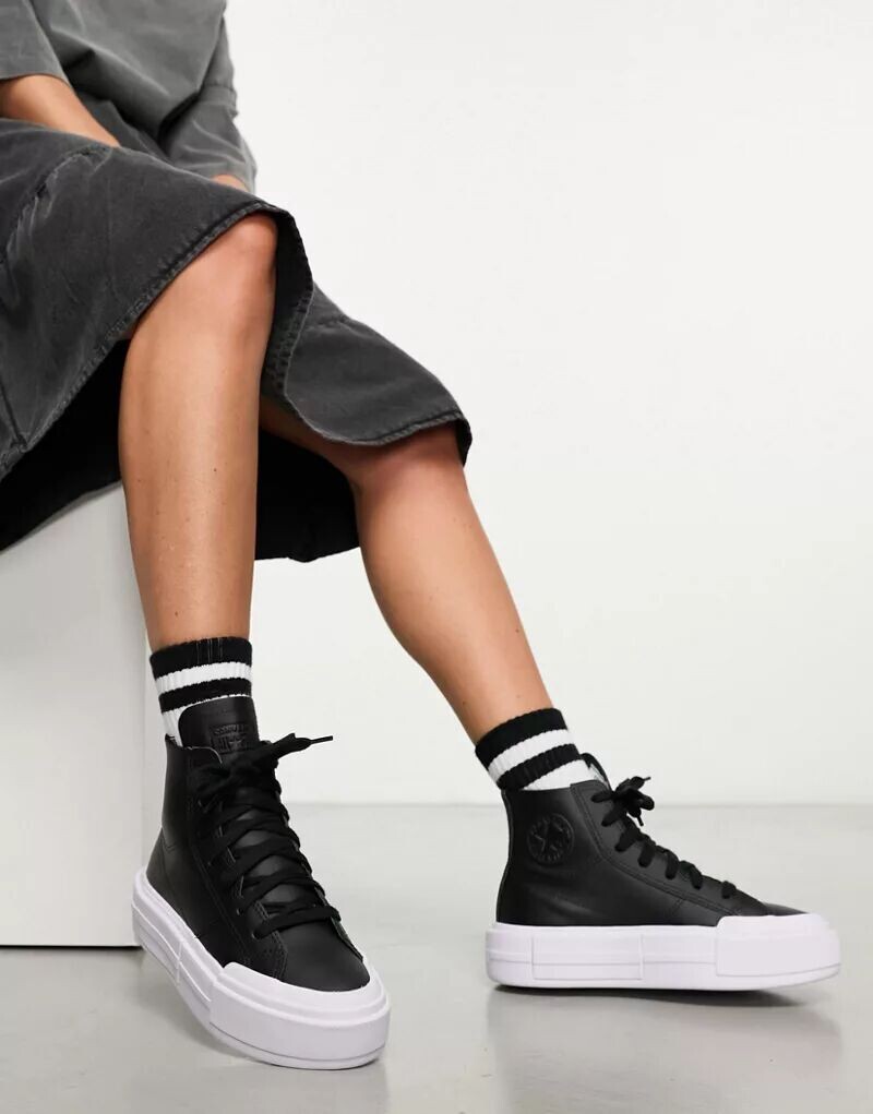 

Черные кожаные кроссовки на платформе Converse Chuck Taylor All Star Cruise Hi