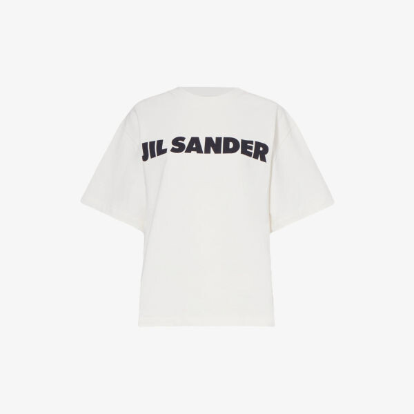 

Футболка из хлопкового джерси с короткими рукавами и логотипом Jil Sander, цвет porcelain