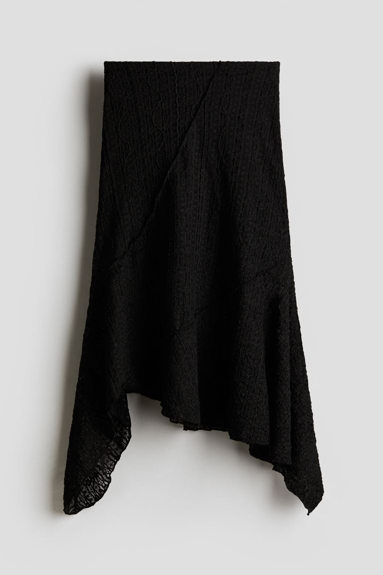 Асимметричная юбка с кружевным эффектом H&M, черный юбка длинная из блестящего трикотажа эффект набедренной повязки xs черный