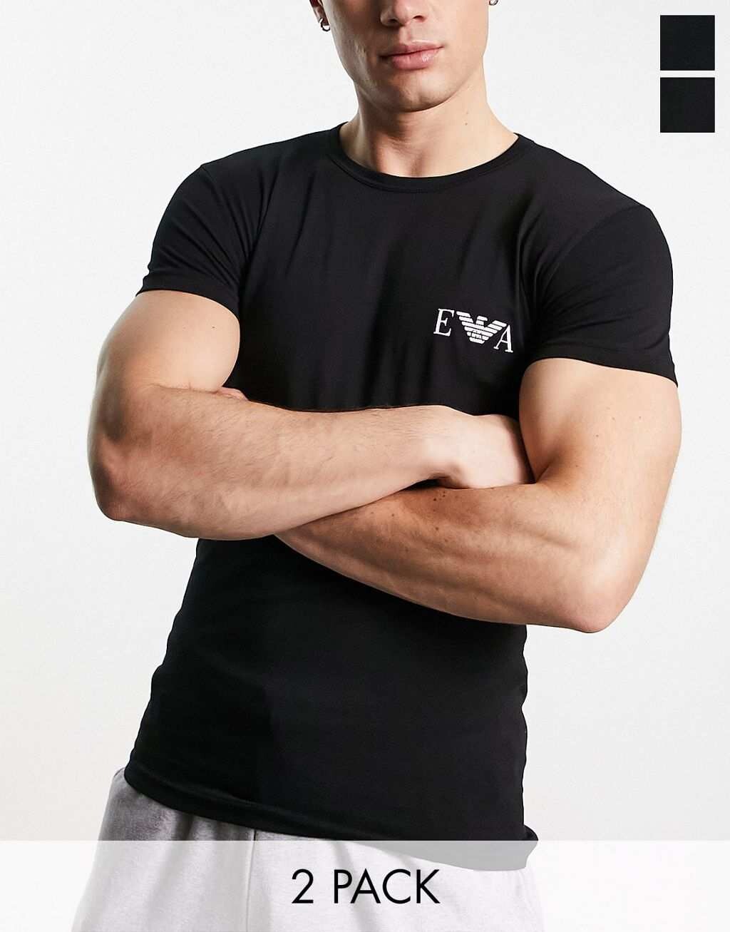 

Набор из 2 черных футболок с логотипом Emporio Armani Bodywear