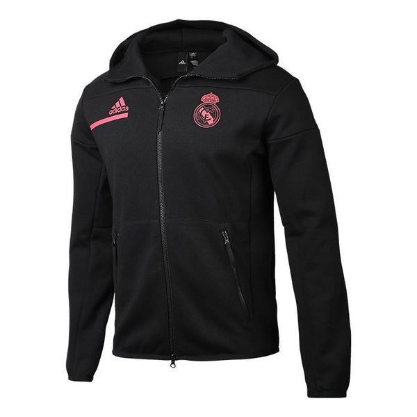 Куртка adidas Real Zne Real Madrid Soccer/Football Sports Hooded Jacket Black, черный