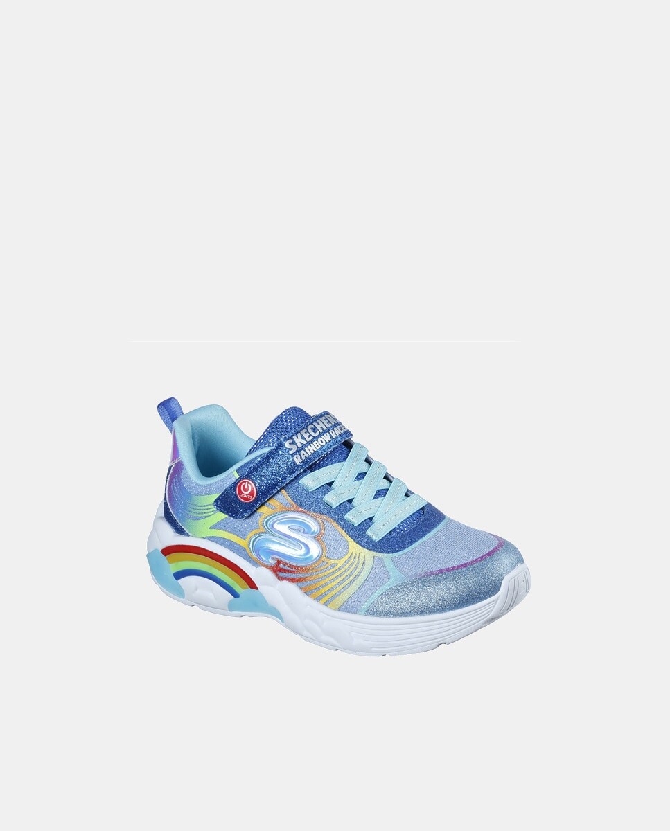 

Полукеды для девочек S Lights Rainbow Racer с подсветкой Skechers, светло-синий